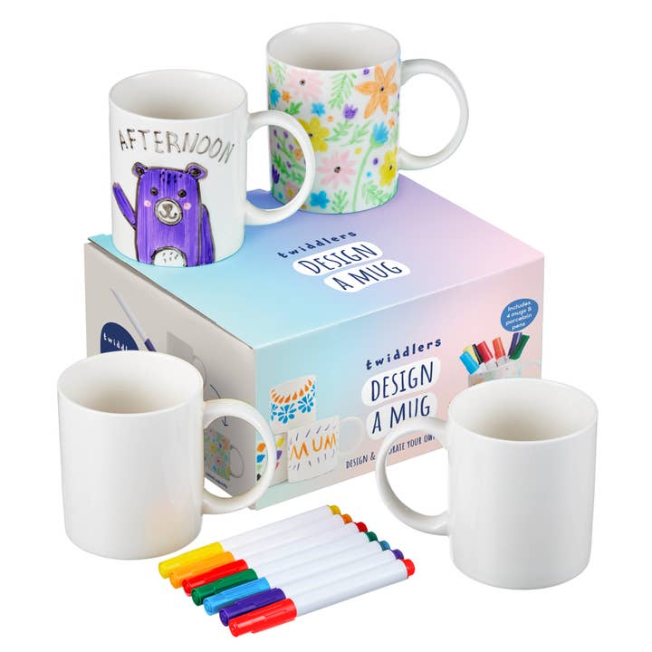 The Twiddlers – wholesale Coffee mug – 11 pcs Design Your Own Mug Set with Colouring Pens, Perfect