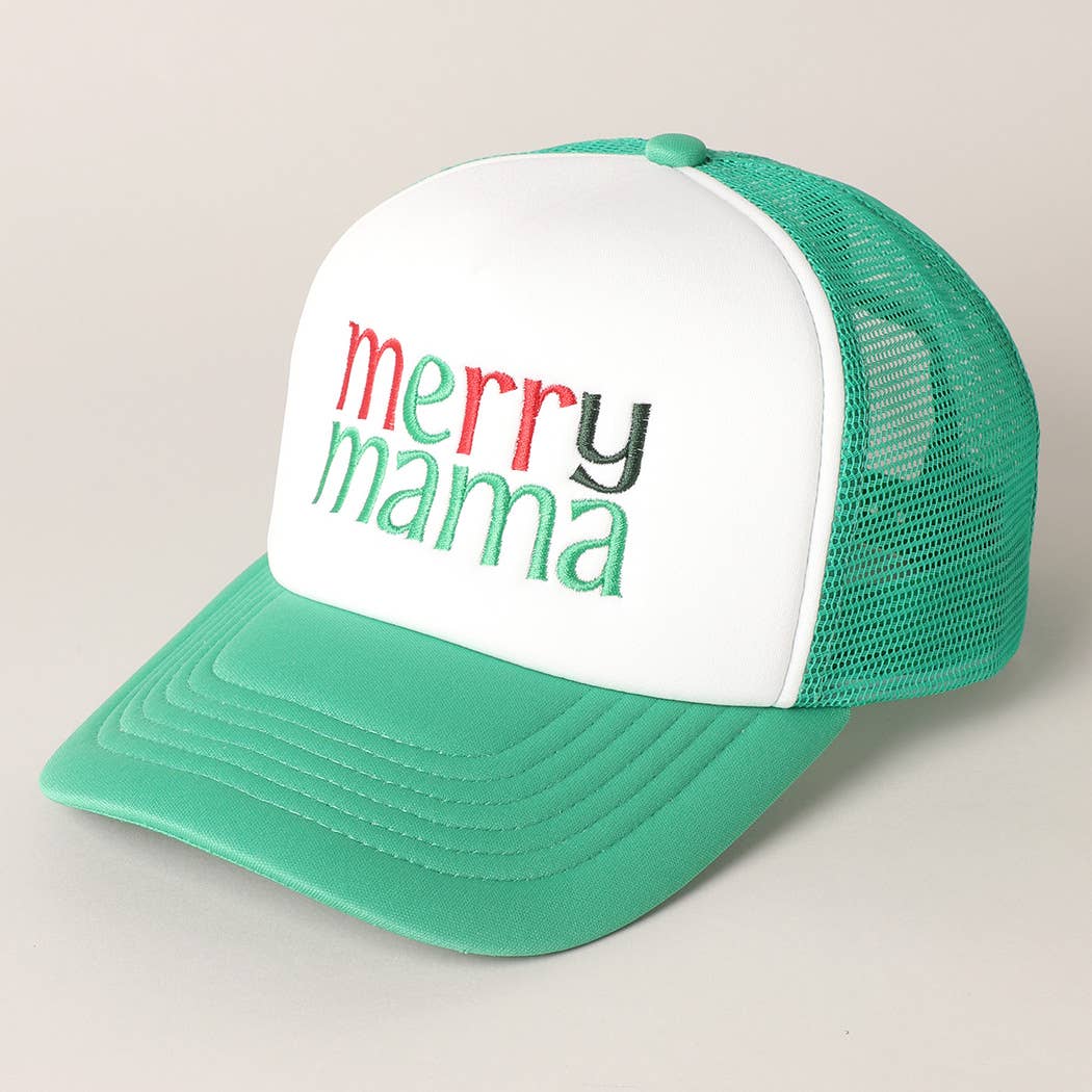 Fashion City - Wholesale Trucker Hat - Women's - Merry Mama Embroidery Mesh Back Trucker Hat9
