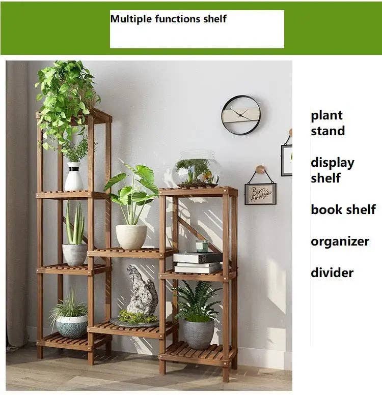 everythingbamboo - Wholesale Plant Pot Stand - Large Wooden Shelf Plant Stand Divider Display Balcony Pot Stand Ladder Solid Timber Elegant Indoor Outdoor6