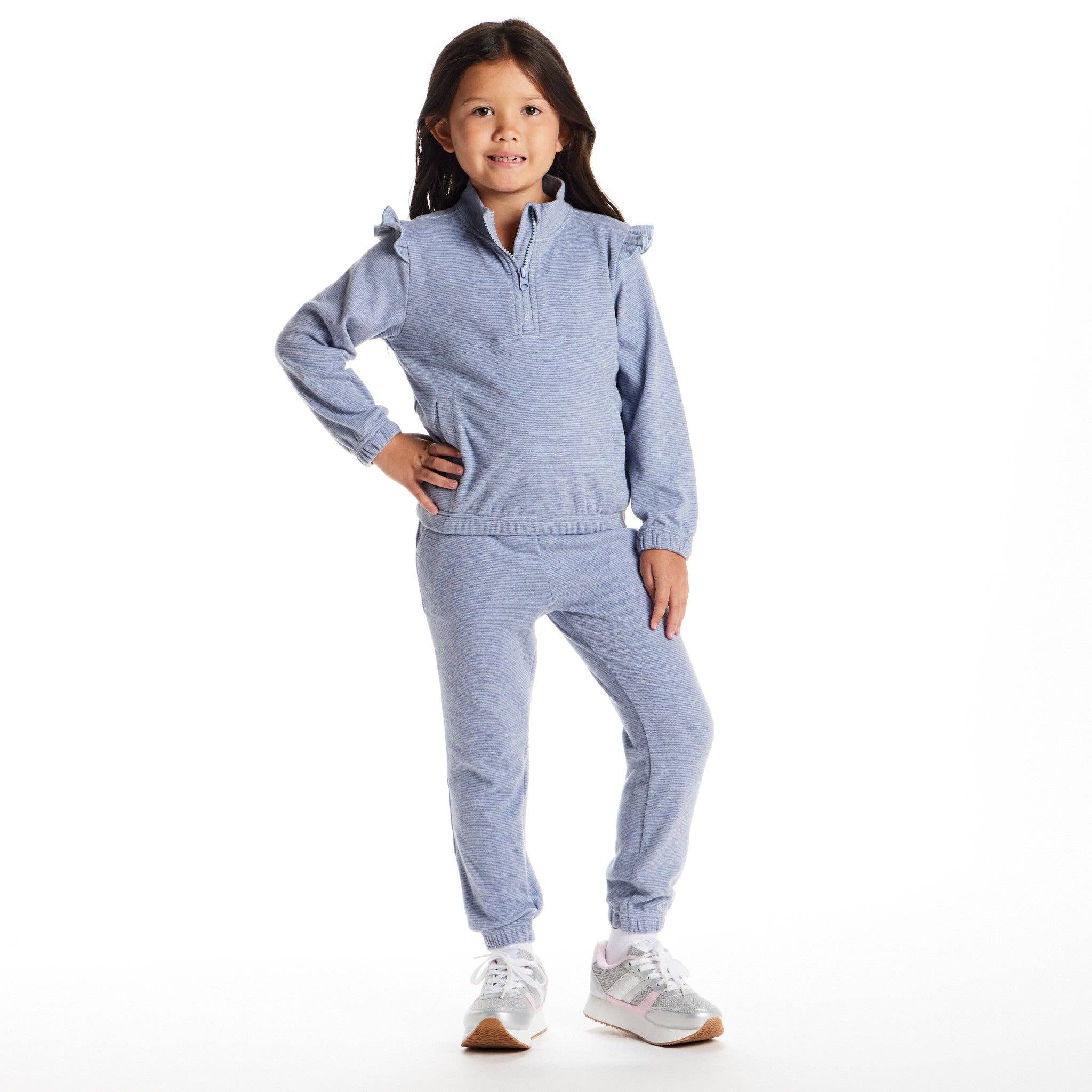 Kids Quarter Zip Sweatshirt Set | Navy for wholesale on Faire1