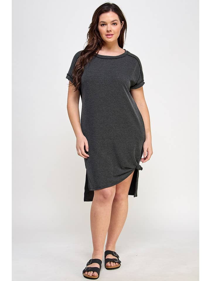 Haute Fox Plus Size & Contemporary – Engroshandel Kjole - Dame – Ribbet midi tee kjole i store størrelser JK18643-D3