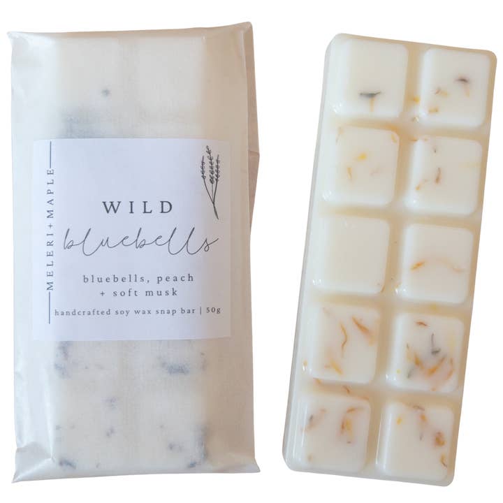 Wild Bluebell Scented Snap Bar Wax Melt for wholesale by Meleri and Maple Co
