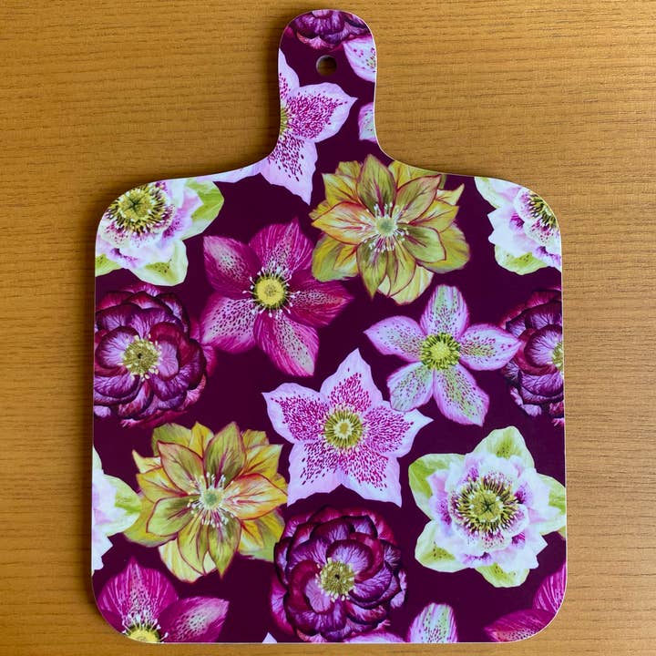 Freya Snow - Wholesale Cutting Board - Hellebores Mini Chopping Board / Melamine Cutting Board