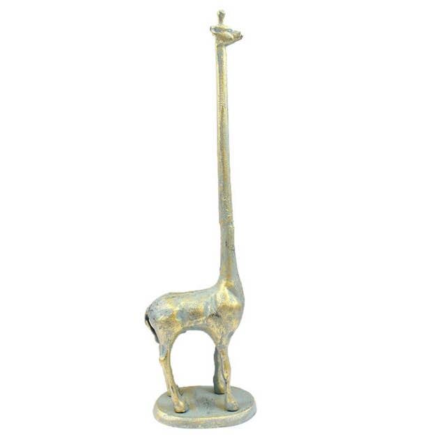 Hampton Nautical - Wholesale Toilet Paper Holder - Antique Seaworn Bronze Cast Iron Giraffe Extra Toilet Paper Stand 19"