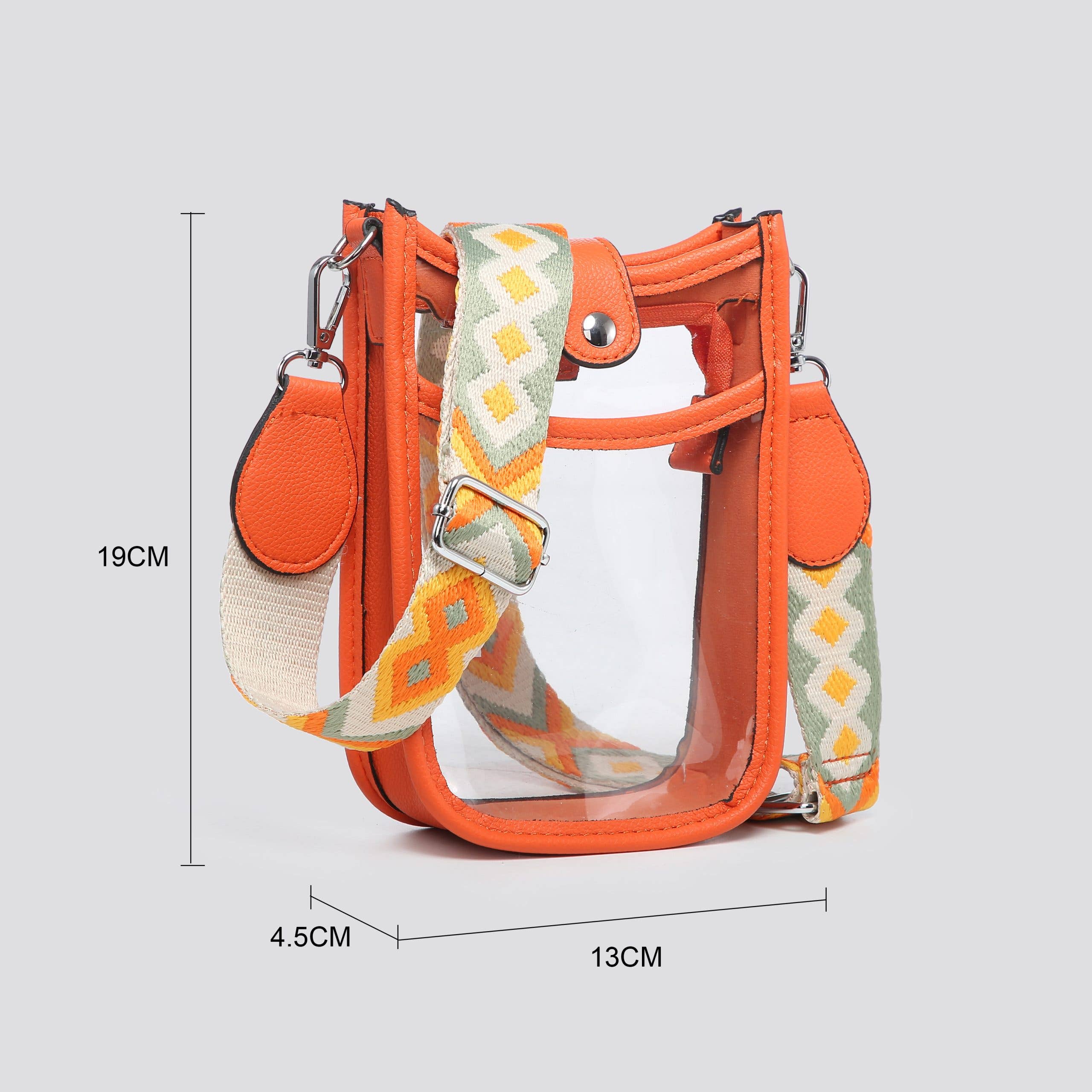 BEIGE BLACK FUCHSIA GREEN NAVY ORANGE JNY3204S2526 Transparent Plastic Mini Crossbody Bag for wholesale on Faire8