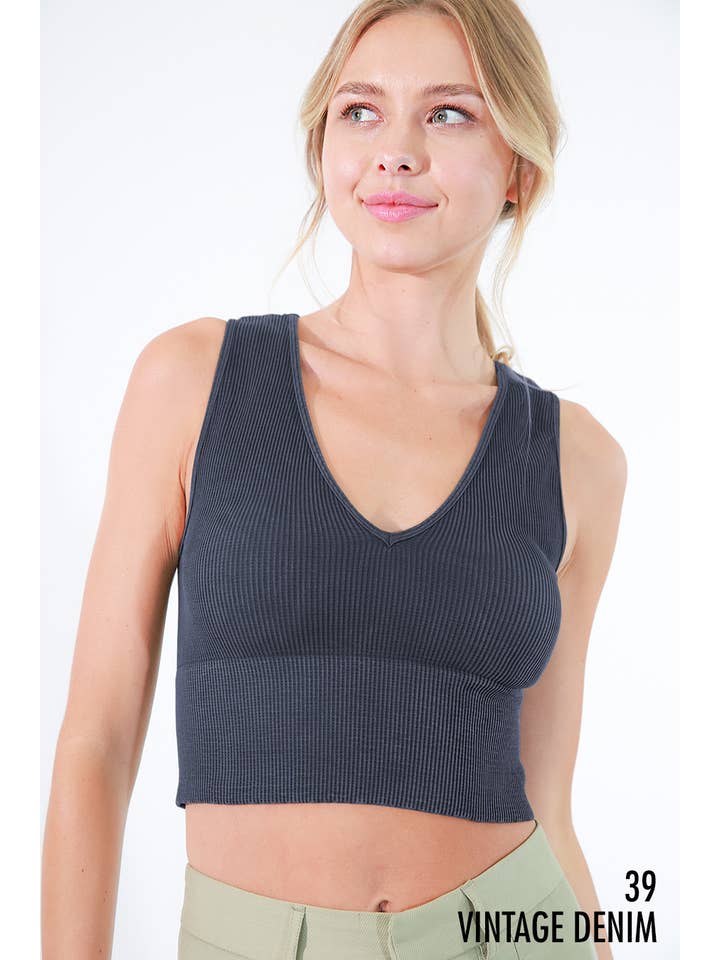 NIKIBIKI - Wholesale Knit Top - Women's - NS8192 - Vintage Plunge V-Neck Seamless Crop Top2