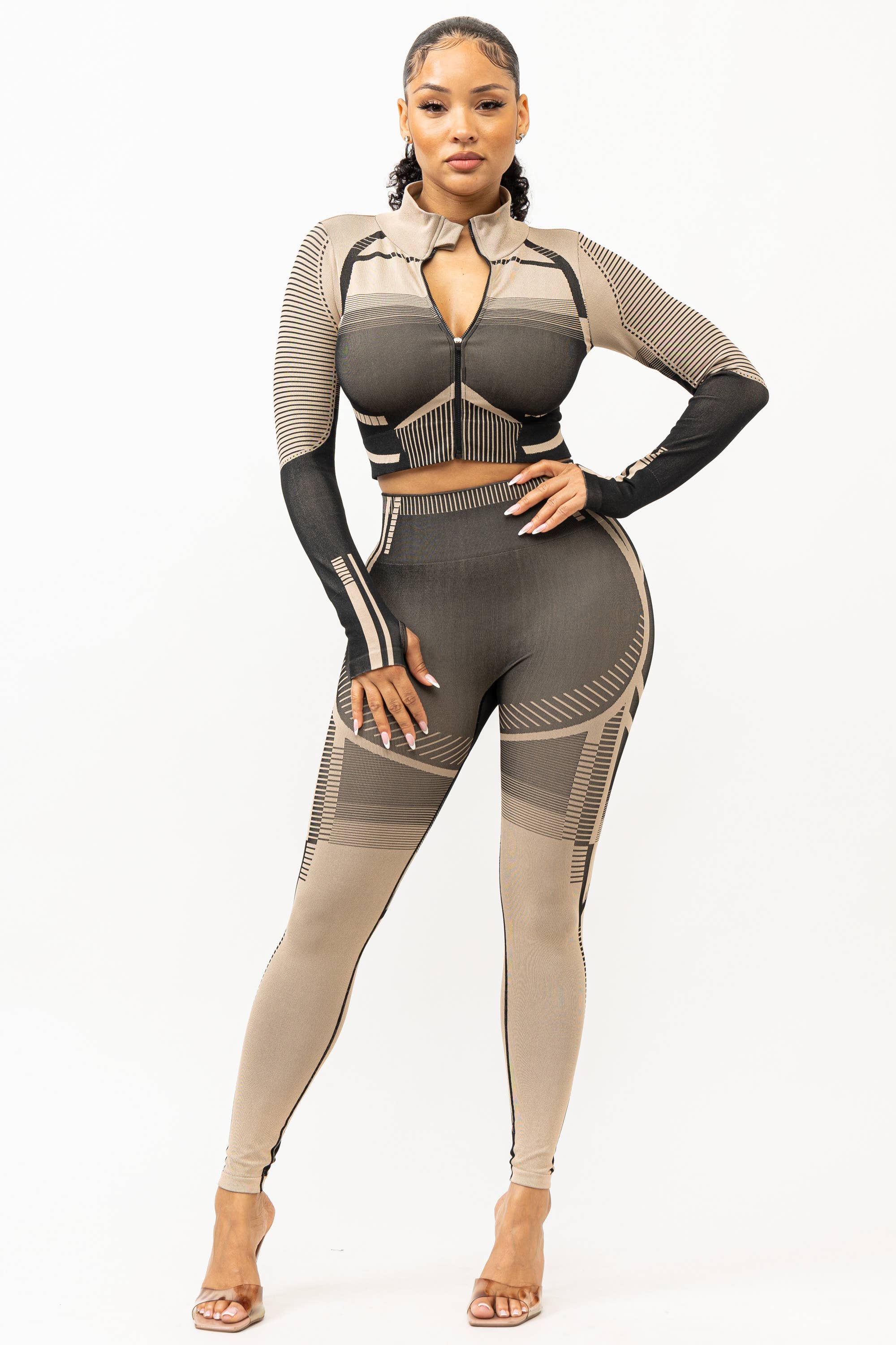 Boswell - Wholesale Activewear Set - Women's - SEAMLESS MOCK NECK TRACK SUIT SET5