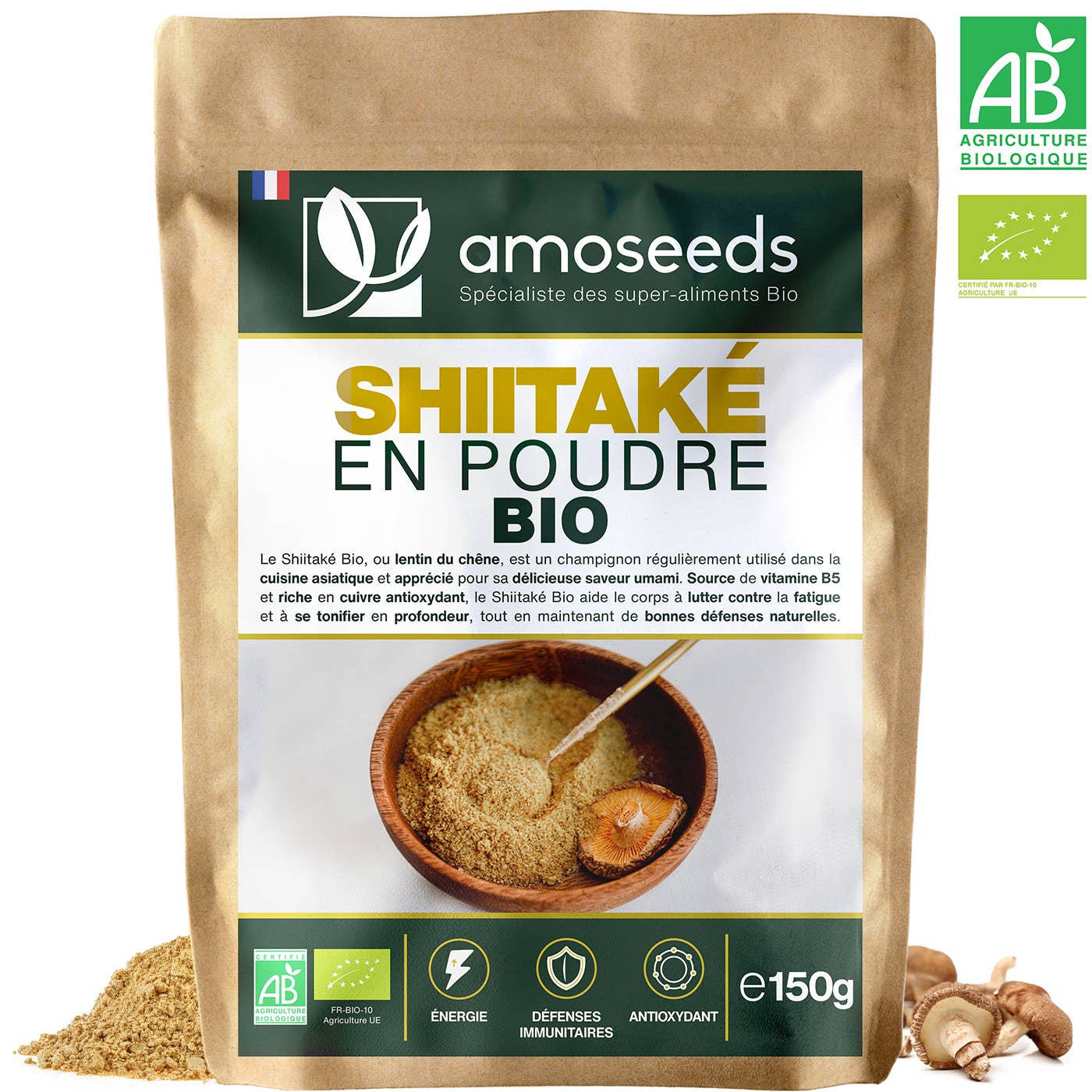 Amoseeds - Wholesale Protein/Superfood Powder - Organic Shiitake Powder 150G0