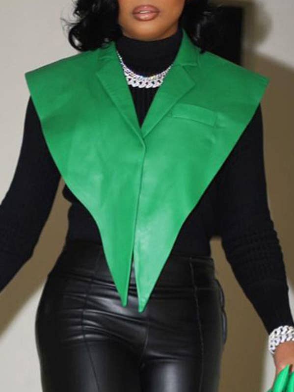 MB FASHION Asymmetrical Sleeveless Vest with Lapel 612R for wholesale by MB Fashion Wholesale