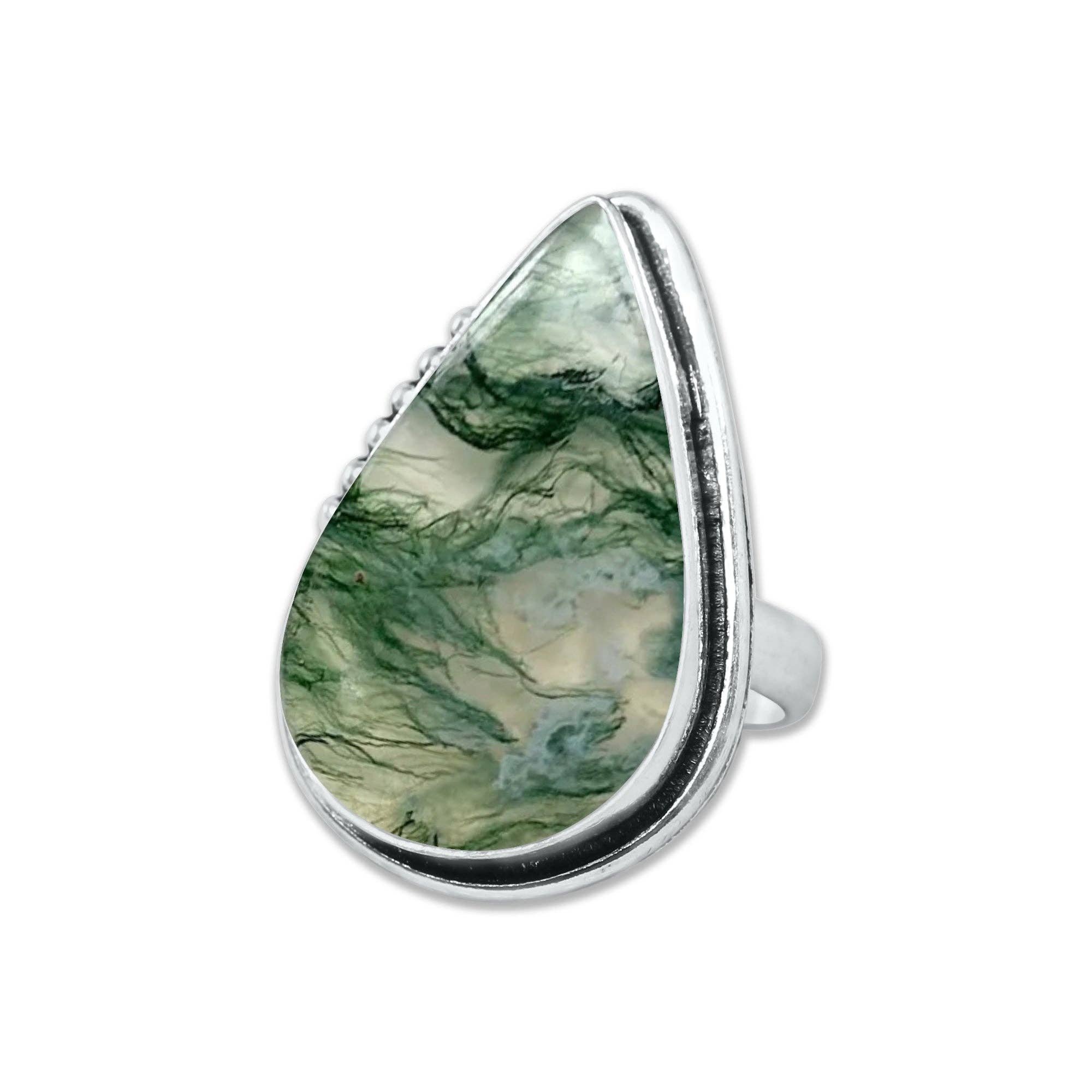 Handmade Jewels – wholesale Cocktail/Statement Ring – Mossagatringar – Handgjorda, Silverpläterade, Naturinspirerade (Tillverkade på Beställning)3