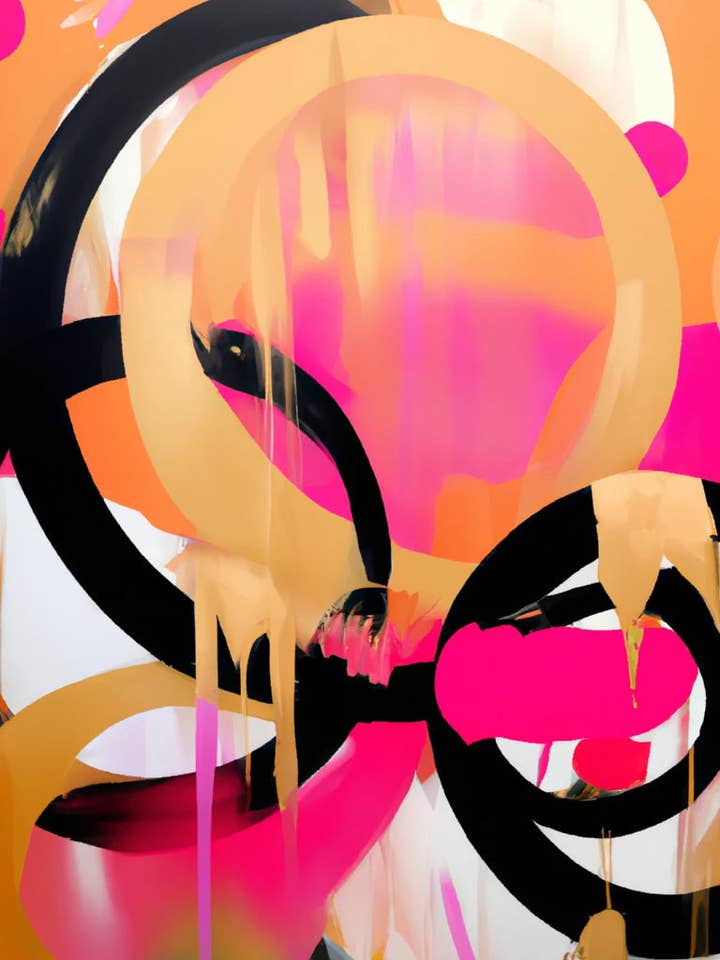 Abstract Circles in Pink Gold and Black Painting for wholesale by Keep Calm Collection