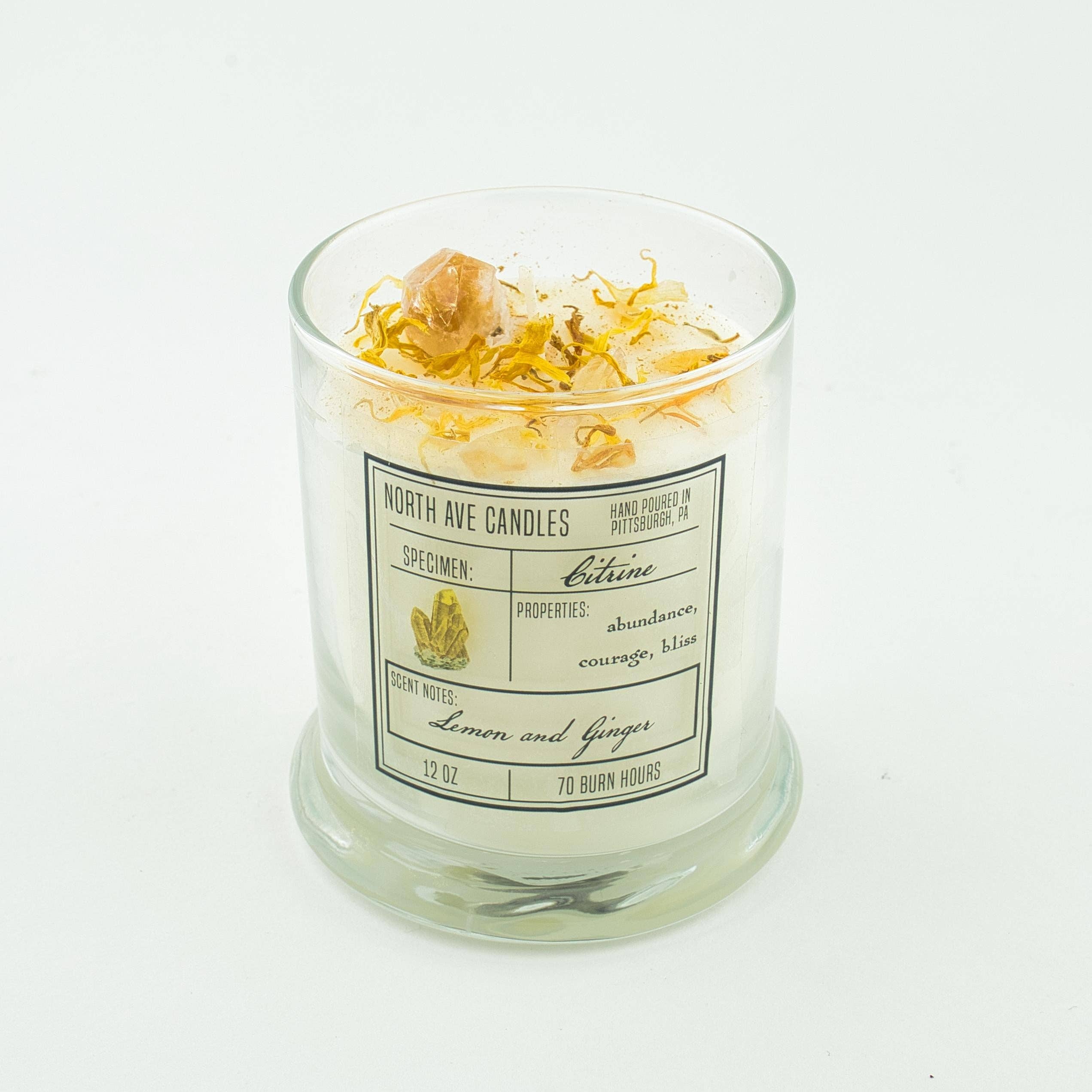 North Ave Candles - Wholesale Jar/Filled Candle - Crystal Candle / Citrine | Lemon + Ginger3