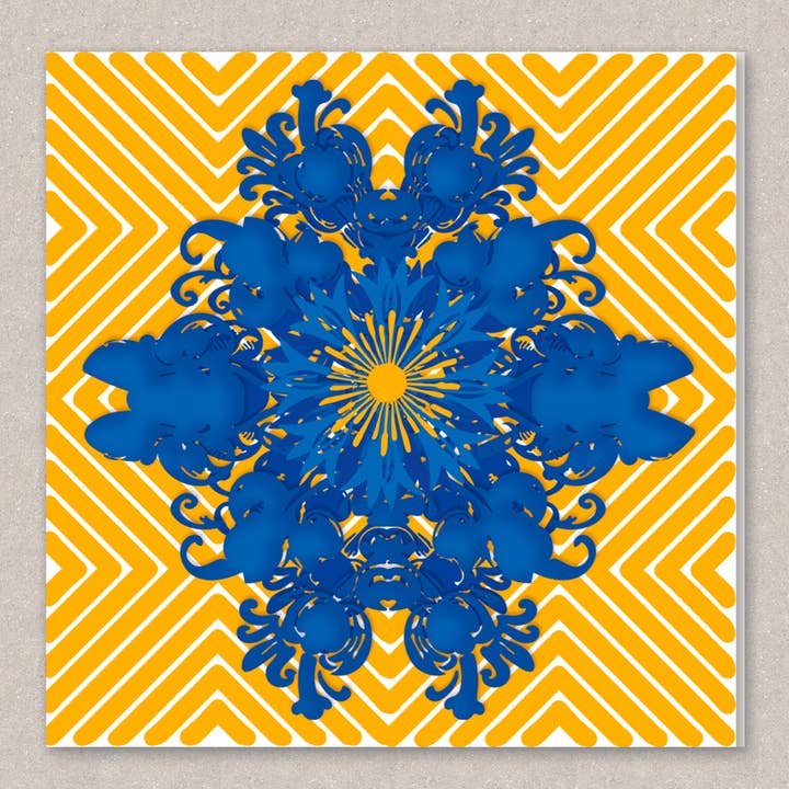 Azulejo Number 2 Blue Flower wenskaart voor wholesale door littl'pix