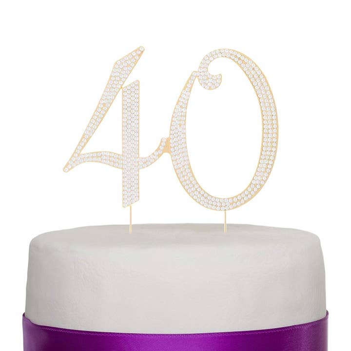 Ella Celebration – Großhandel Kuchen-/Cupcake-Topper – Tortenaufsatz 40, goldfarben