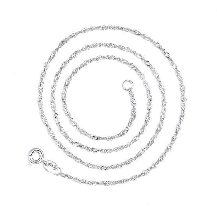 14K White Gold Wave Chain Necklace for wholesale by Amy and Annette