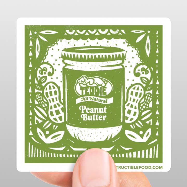 Teddy Peanut Butter Sticker for wholesale by Indestructible Food