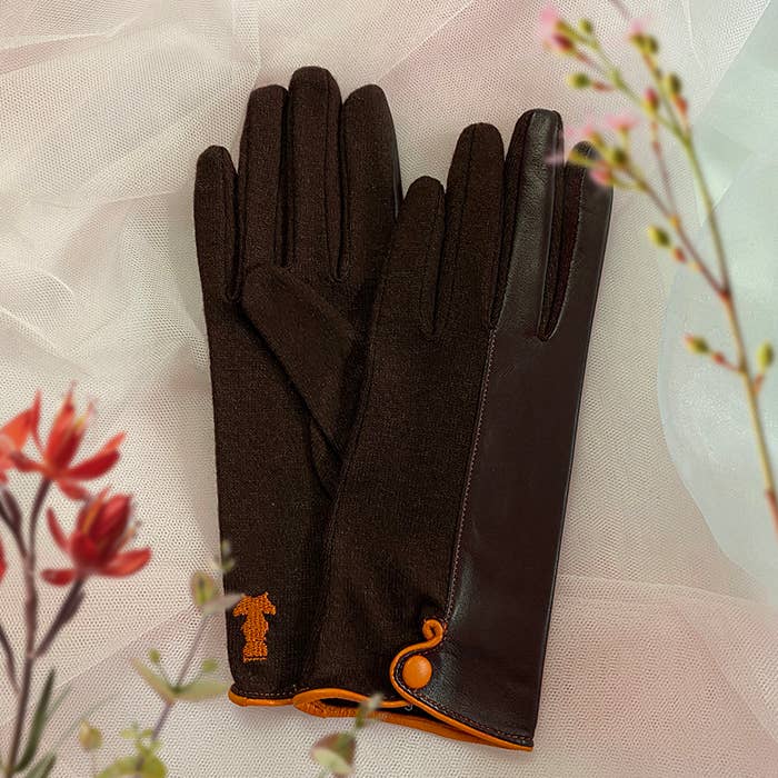 BROKANTE - Wholesale Gloves - Women's - Plain wool gloves BROWN ORANGE3