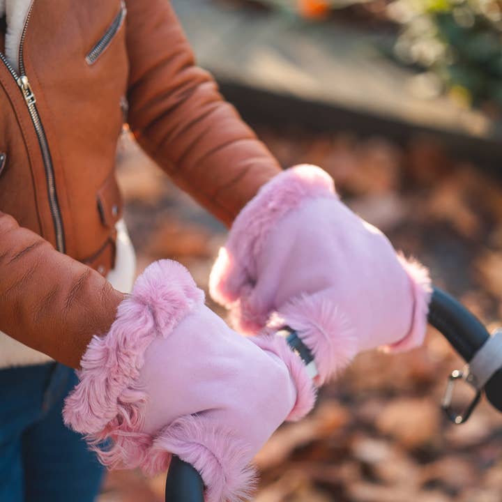 Pink Sheepskin Pram Hand Warmer for wholesale by Sheepers