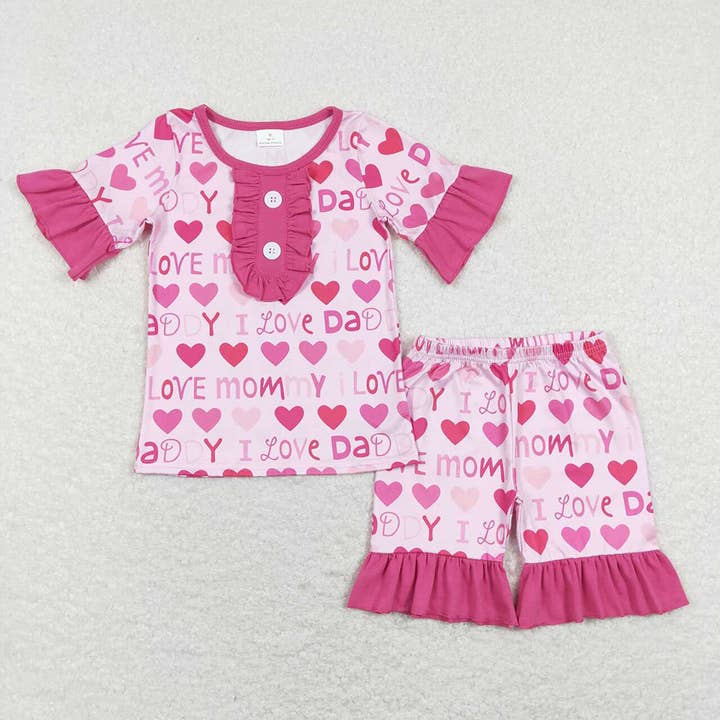 Chemises à volants I Love Mom Dad pour bébés filles pour la vente par Aier Wholesale