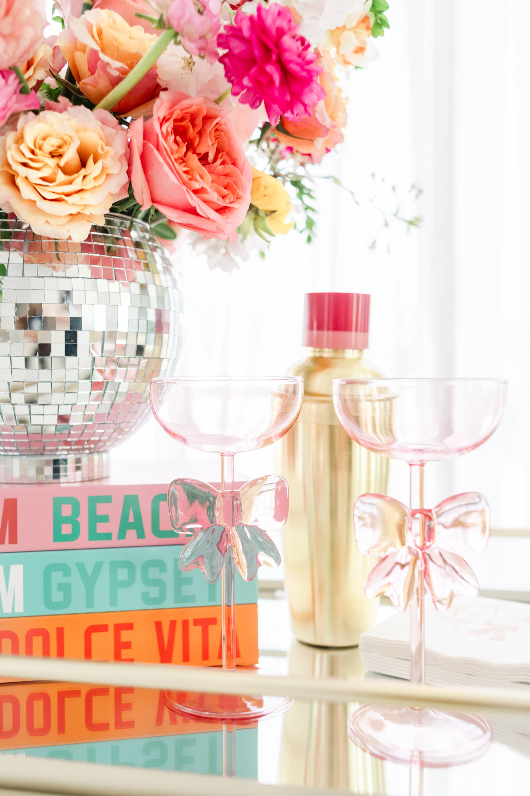 Rock Paper Scissors - Wholesale Wine Glass - Bow & Bubbly - Pink Coupe Wine Glass 4