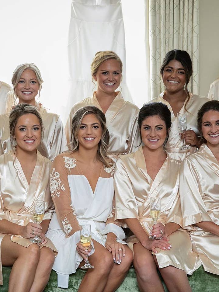 GiftsbyPR - Wholesale Robe - Women's - Champagne Silk Satin Bridesmaid Robe, Custom Satin Robe Gift13