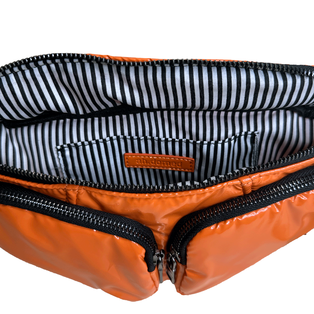 AHDORNED - Wholesale Belt Bag - Women's - Rachel Double Pocket Puffy Sling/Waist Bag w/Black Resin Cha6