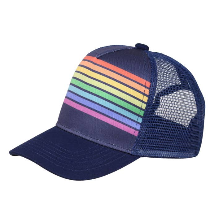 Blue Rainbow Adult Trucker Hat for wholesale by Wild Child Hat Co