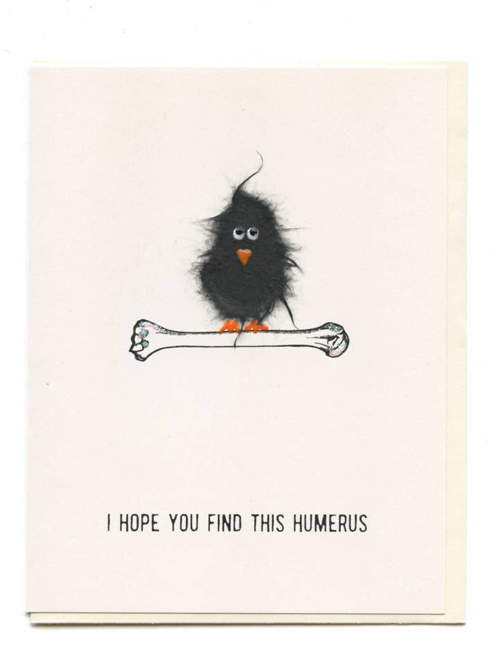 Oiseau sur os « J'espère que tu trouveras cet humérus » pour la vente par FLAUNT HANDMADE CORRESPONDENCES
