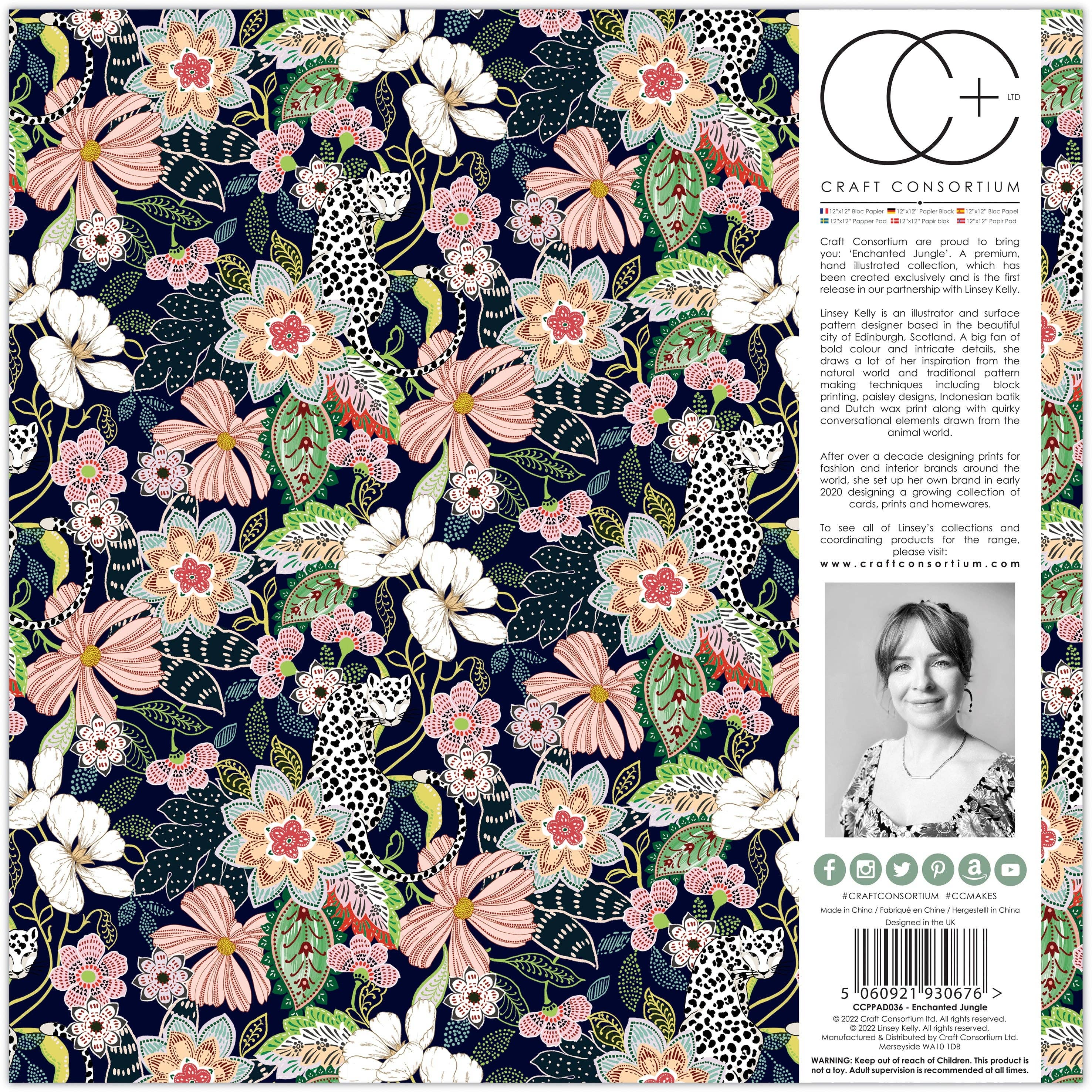 Ecstasy Crafts Distributing – Großhandel Bastelzubehör – Craft Consortium Enchanted Jungle Papierblock, 12 x 1224