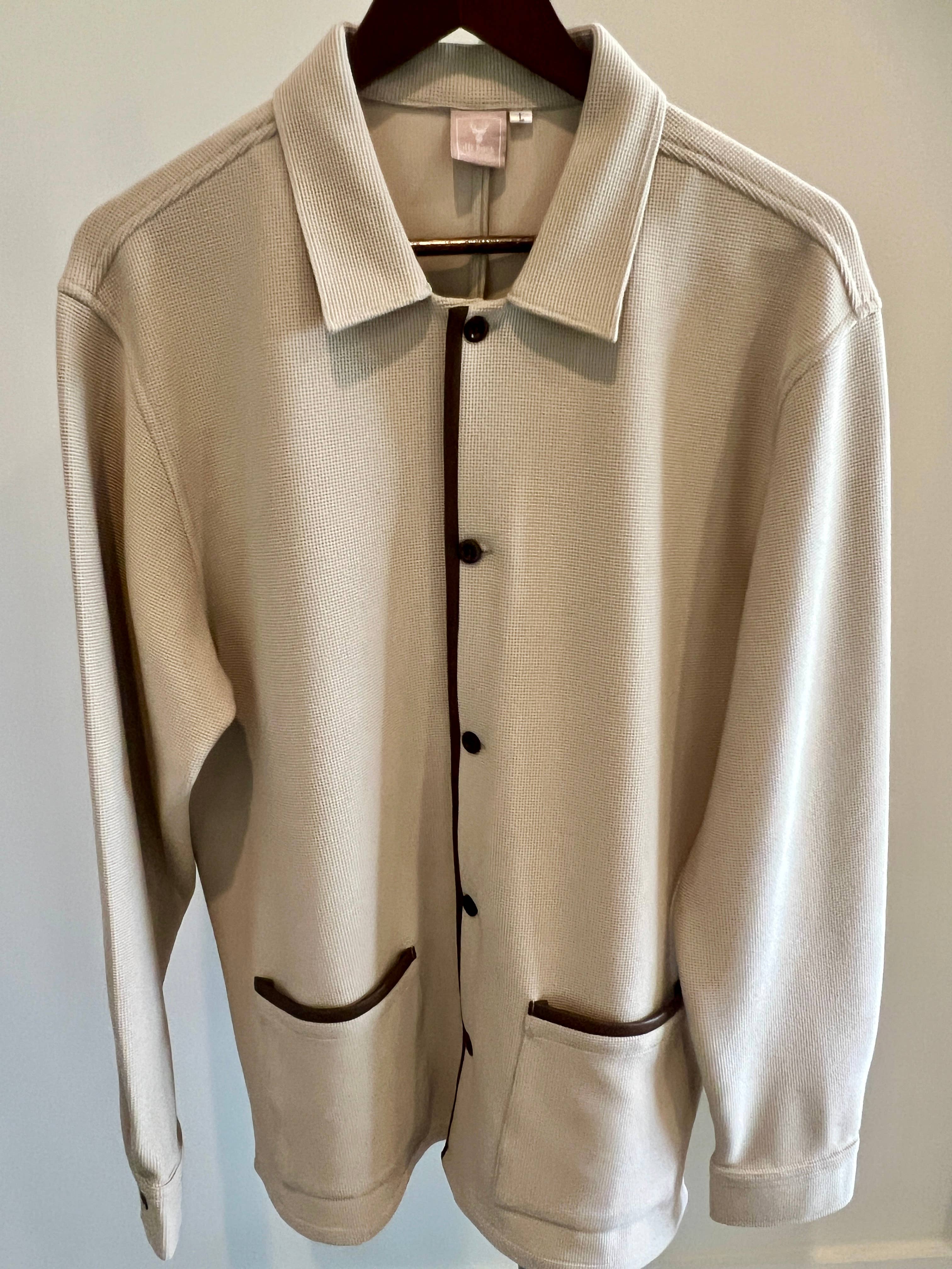 JD Buck - Wholesale Sweatshirt - Men's - Tan Waffle Smoking Jacket 2