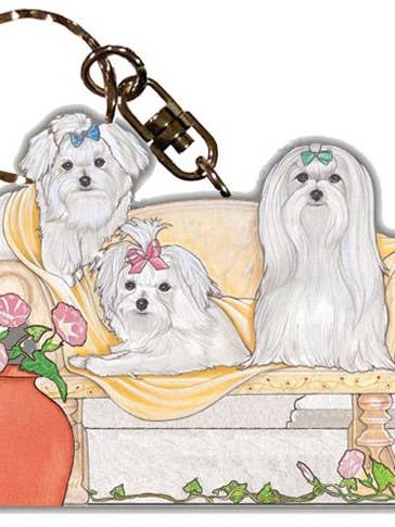 Maltese Keychain Wooden for wholesale by Pipsqueak Productions