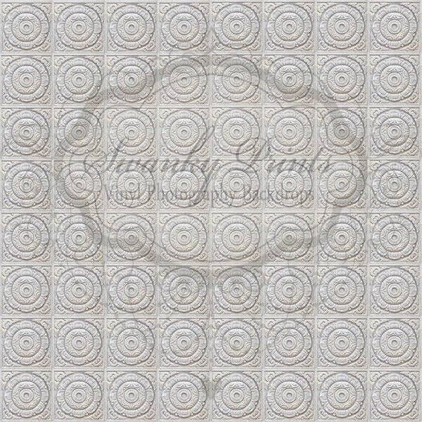 Carreaux floraux circulaires gris de 10 pi x 10 pi /photographie en vinyle pour la vente par Swanky Prints