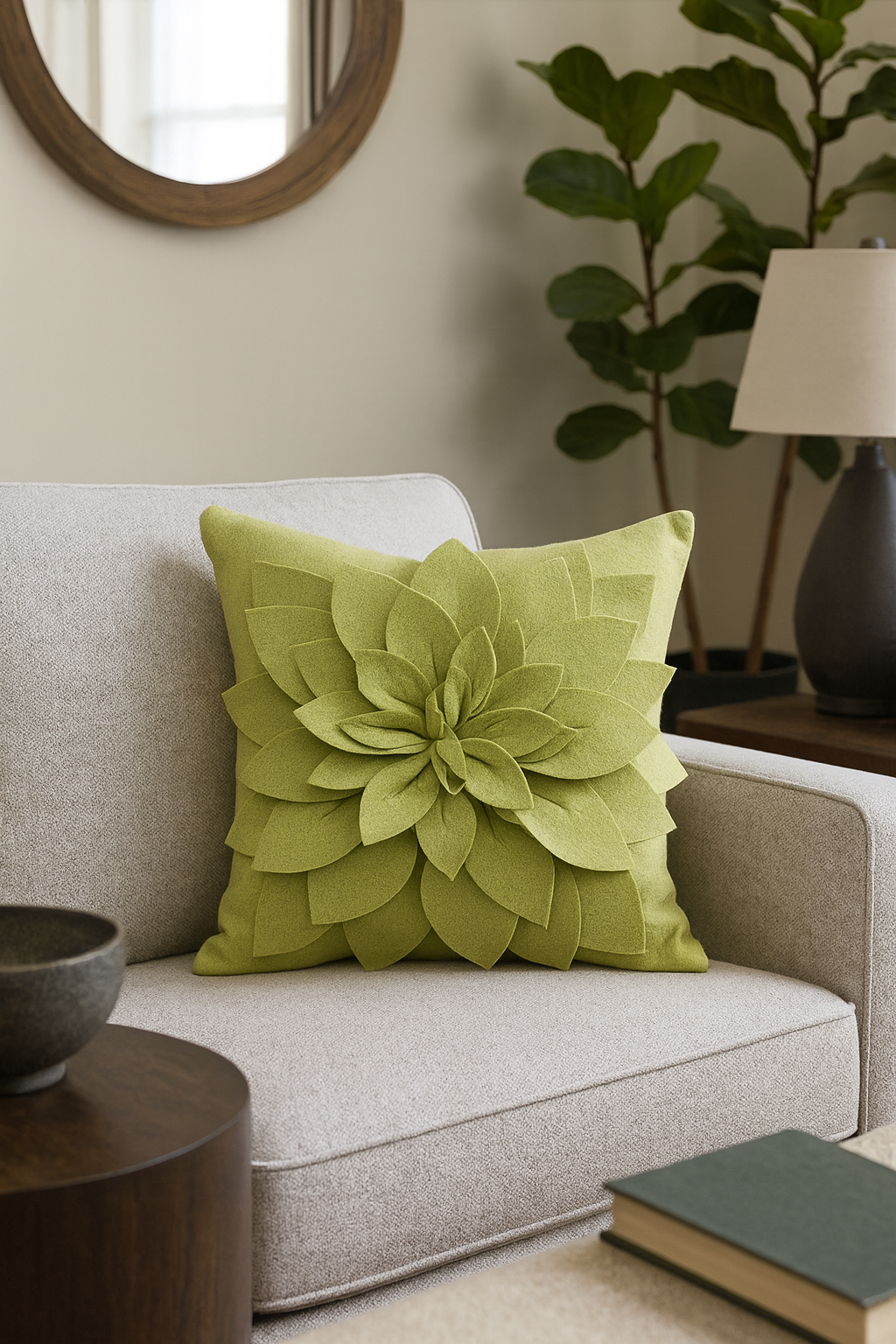 Fennco Styles - Wholesale Throw/Decorative Pillow - Lime 3D Petal Flower 17" Throw Pillow0