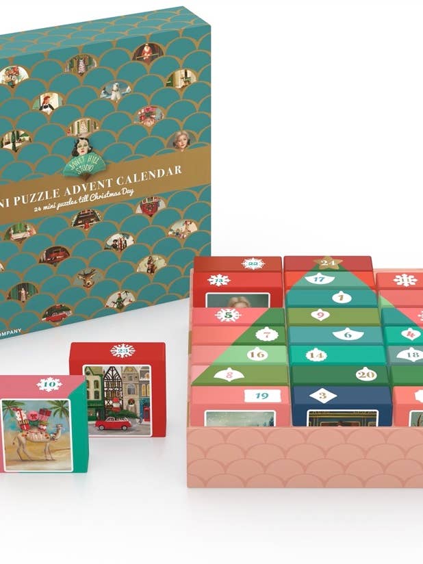 Janet Hill Advent Calendar - Set of 24 Mini Puzzle for wholesale by New York Puzzle Company