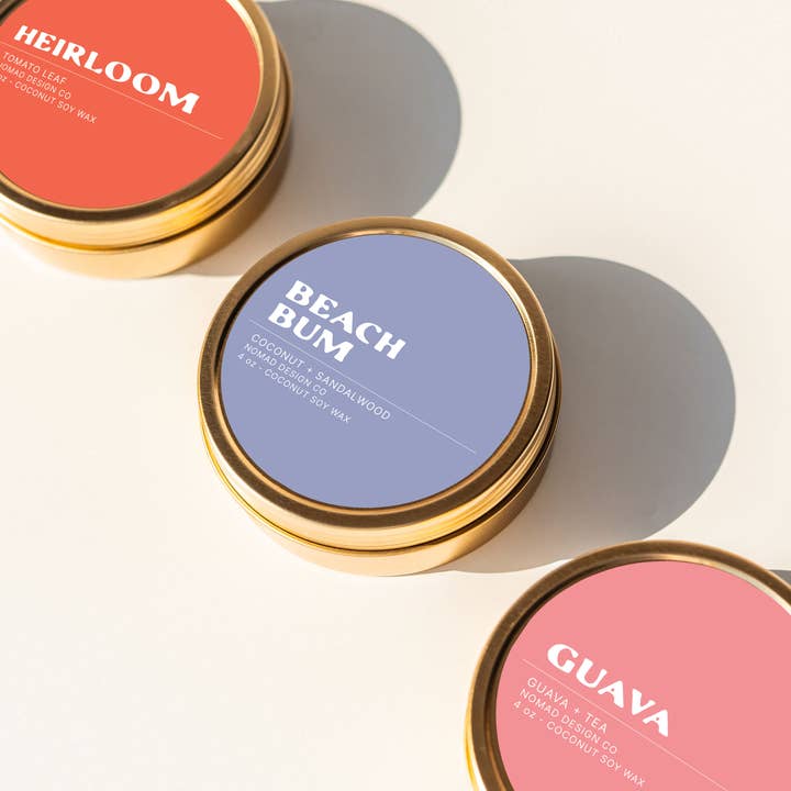 Guava Travel Tin Candle for wholesale by Nomad Design Co