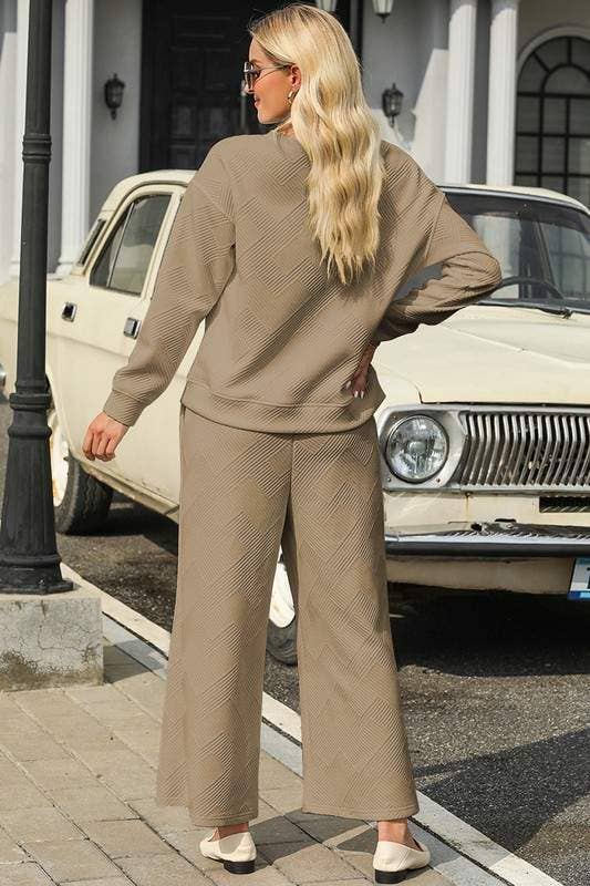 Fashion Combination - Wholesale Lounge Set - Women's - loose textured 2pcs slouchy outfit10