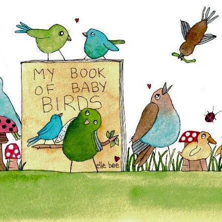 Wenskaart My Book of Baby Birds voor wholesale door Elle Bee Art Studio