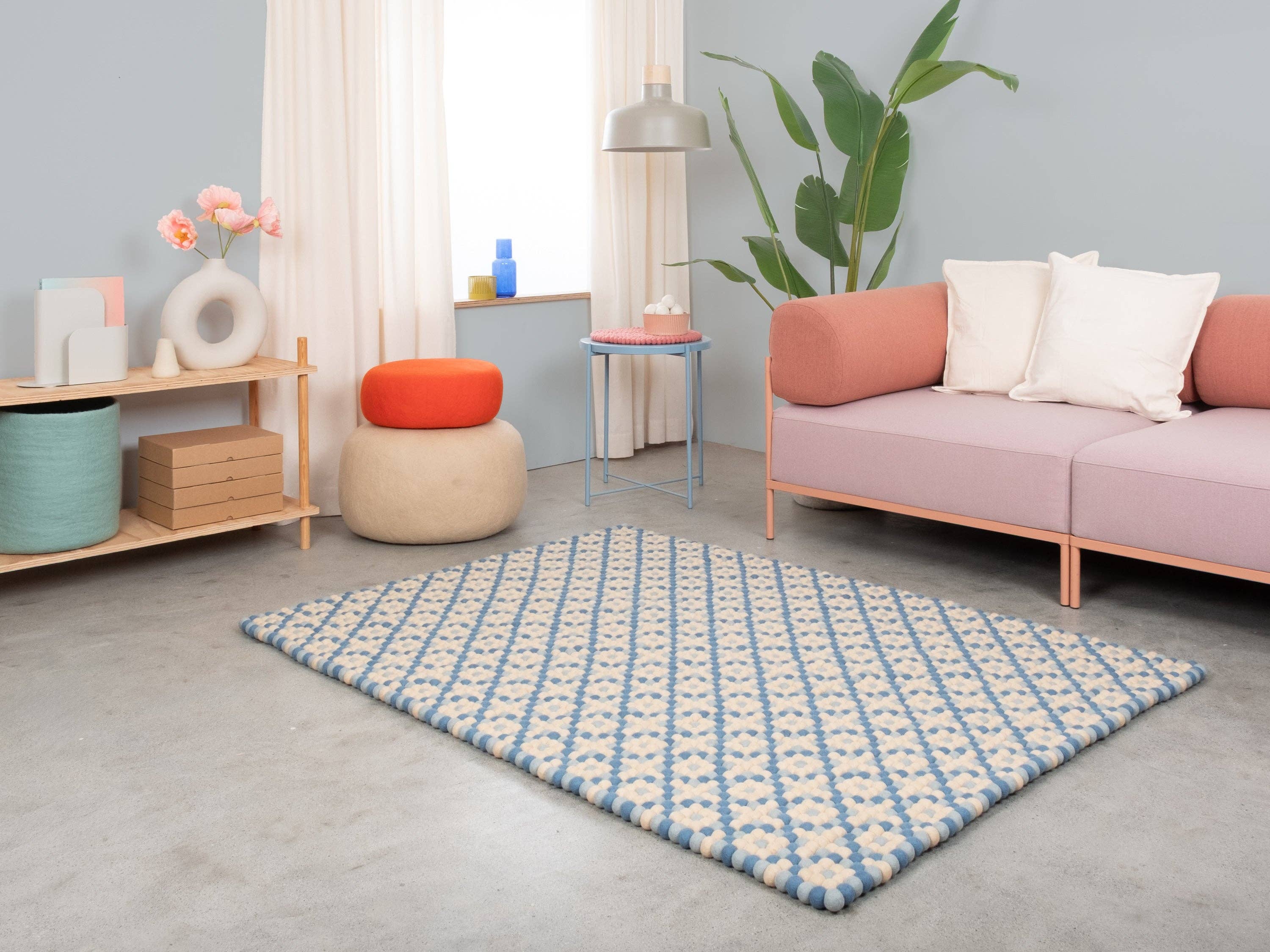 myfelt - Wholesale Area Rug - Inez felt ball rug rectangular 100% wool, handmade4