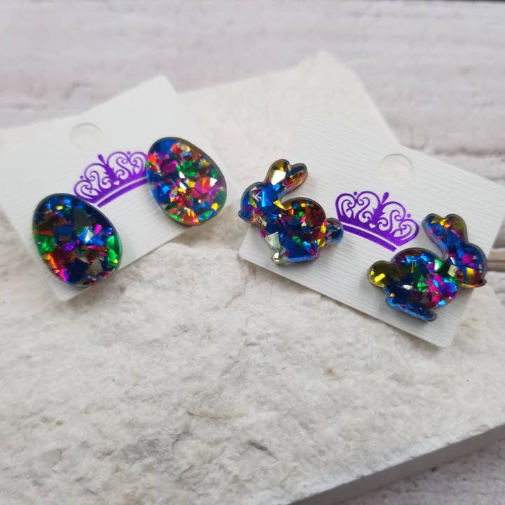 Revelry Easter Egg & Rabbit Studs for wholesale by Treasure Wholesale