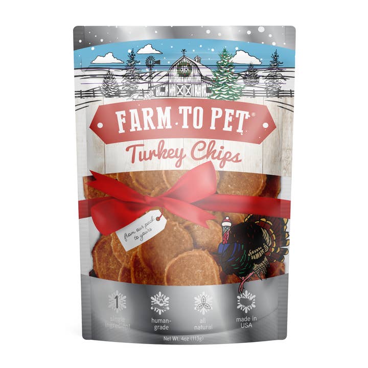 Farm to Pet - Wholesale Pet Treats - Dog - Holiday Turkey Chips Dog Treats (4 oz)