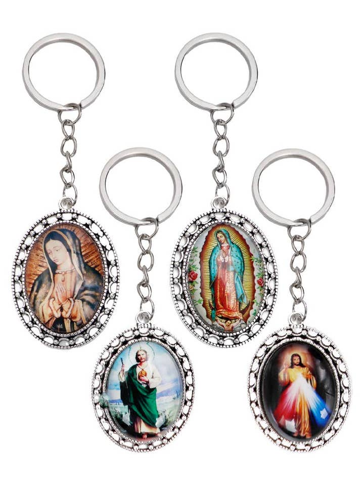 Catholic Religious Figures Resin Metal Key Chain for wholesale by Cap Zone