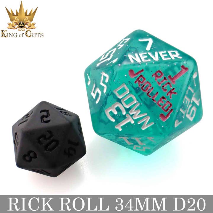 DNDDICE.COM - Wholesale Dice - Rick Rolled - 34mm D202