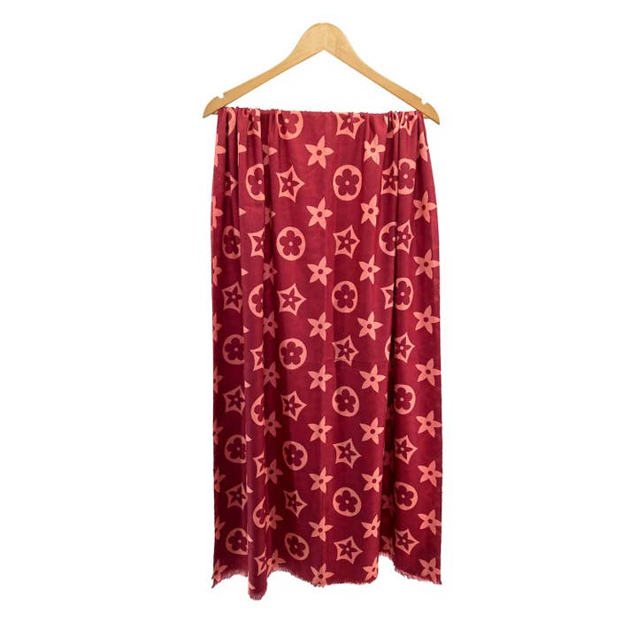 Strathurie - Wholesale Scarf - Women's - Star Circle Scarf for Ladies. Burgandy
