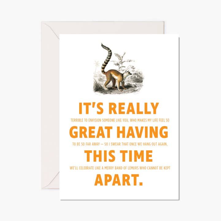 Carte Miss You Sassy - Lémurien pour la vente par The Raccoon Society