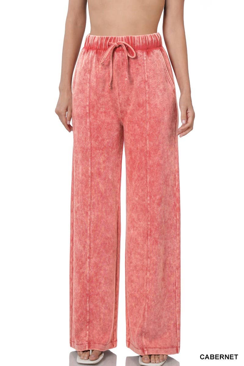 Baie Bleue - Wholesale Pants - Women's - P1756ZN - COOL ACID WASH WIDE LEG PANTS8