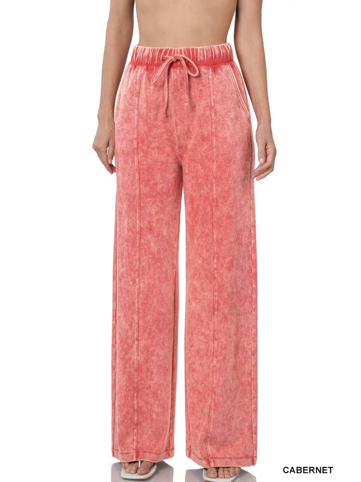 Baie Bleue - Wholesale Pants - Women's - P1756ZN - COOL ACID WASH WIDE LEG PANTS8