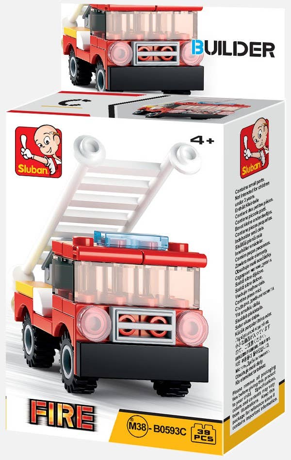 Texas Toy Distribution - Vendita all'ingrosso Set di costruzioni - Bambini - Set espositore Builder veicoli dei pompieri, 2 pezzi per ogni kit A-D5