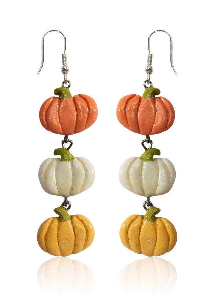 Orecchini piatti a forma di zucca, tripla per la vendita all'ingrosso da parte di Jewelry by Moette