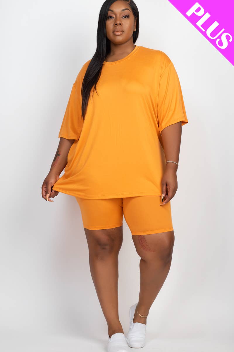 CAPELLA APPAREL - Wholesale Lounge Set - Women's - Plus Size Loose Fit Top & Bike Shorts Set13