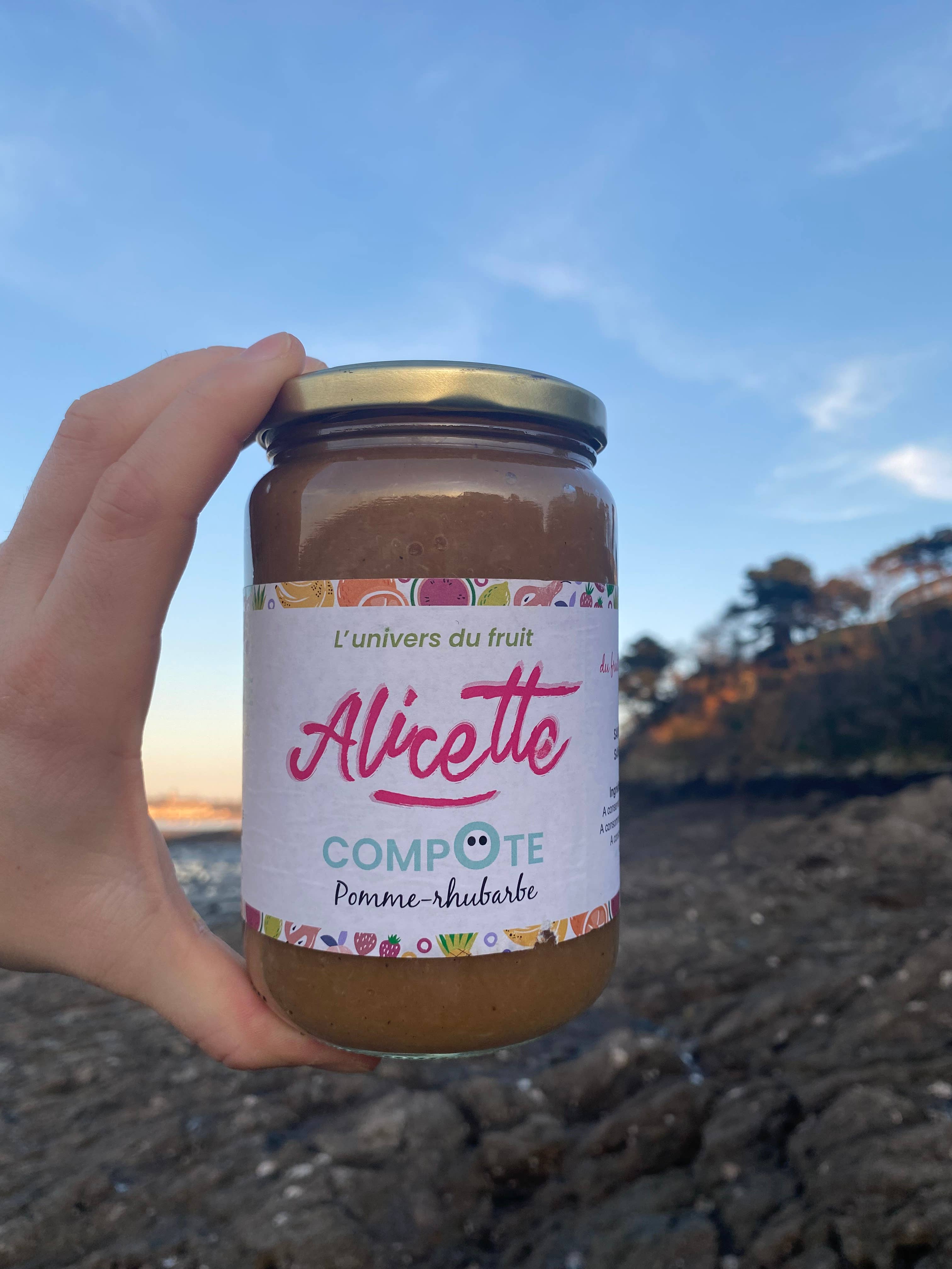 Alicette Confiture - Vente Confiture/gelée - Compote Pomme Rhubarbe0